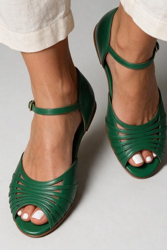 Casual Fishmouth Flat Heeled Ankle Strap Sandals for WomenAdjustable Buckle Design, Comfortable and Versatile Summer Footwear 
