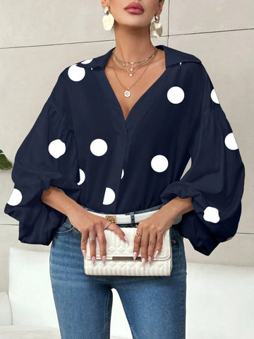 Navy Blue Polka Dot