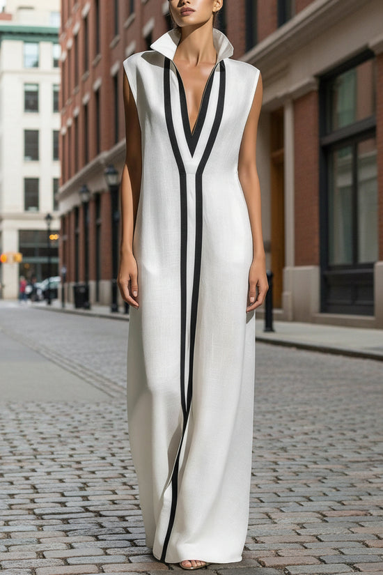 V-neck contrasting dress 