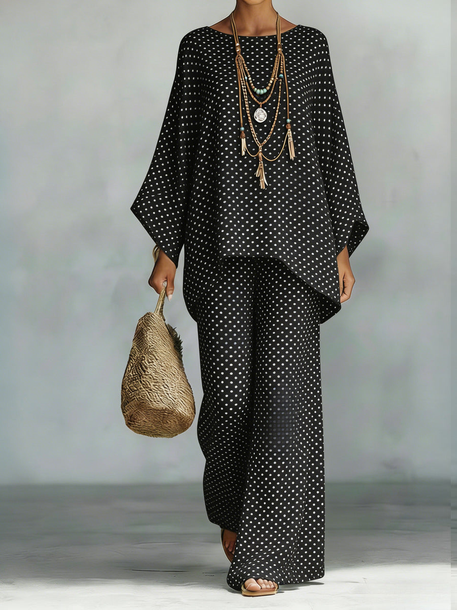 Women's Floral Print Linen Wide-Leg Two-Piece Set 