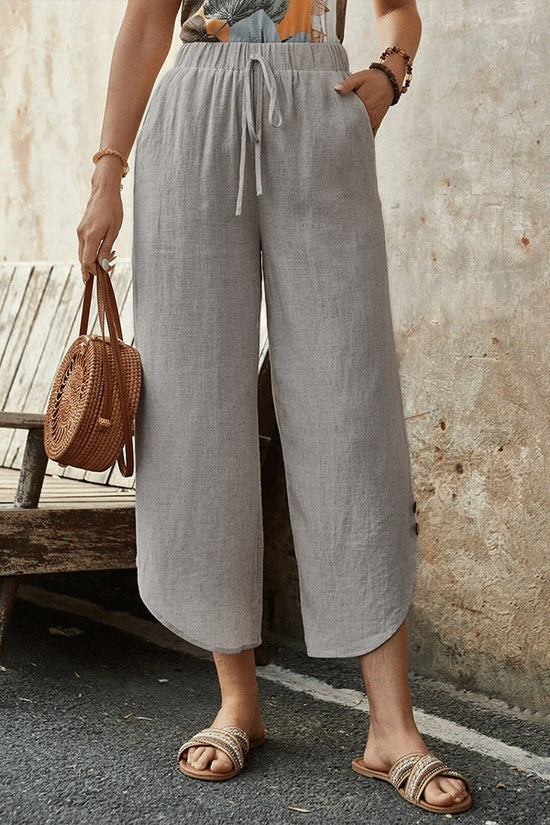 🌿 Women's Cotton-Linen Cropped Drawstring Pants FitiqueFit