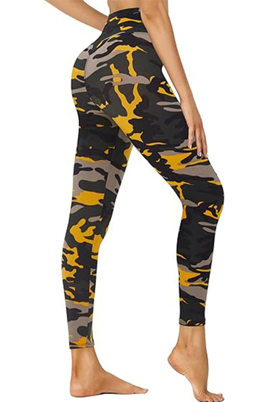 Cropped High-Waisted Leggings – Camouflage Print Workout Pants CJ US