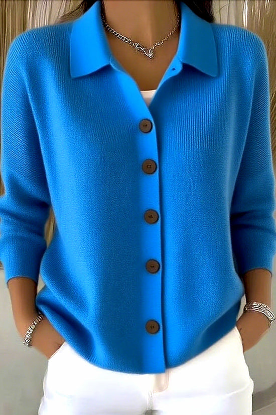 Button-knitted Lapel Sweater Cardigan Coat For Women 
