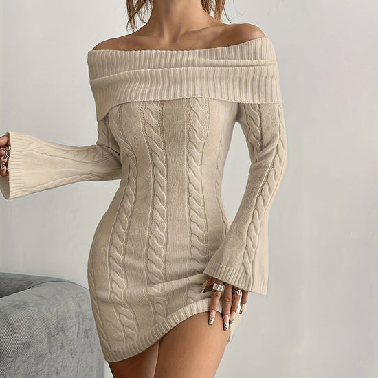 Women's Off Shoulder Bodycon Dress, Long Sleeve Mini Club Dress, Elegant Party Fitted Short Dresses CJ US