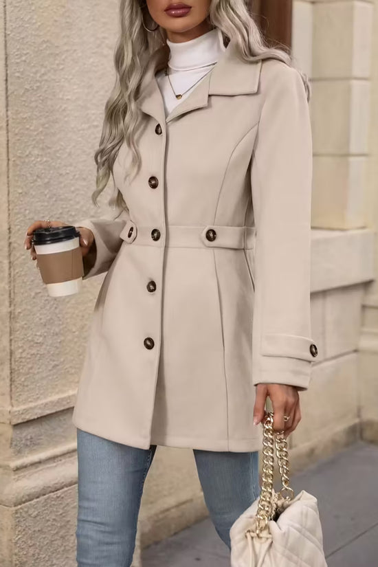 Women’s Elegant Woolen Coat – Medium-Length Lapel Slim Fit Winter Coat - FitiqueFit