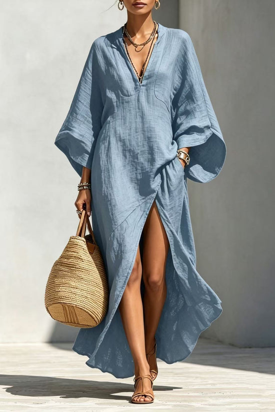 Batwing-sleeve Loose-fitting Maxi-length Resort Dress 