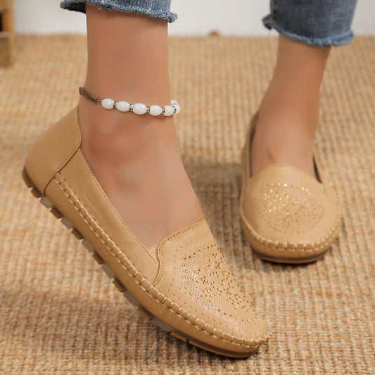 Handmade Stitching Gommino Solid Color Casual Women's Shoes CJ US