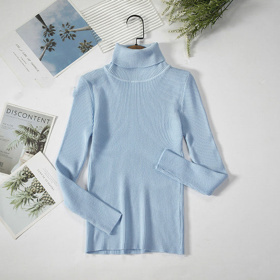 Solid Color Pit Strip Knit Pullover Turtleneck Sweater - Diversi™ Fashion