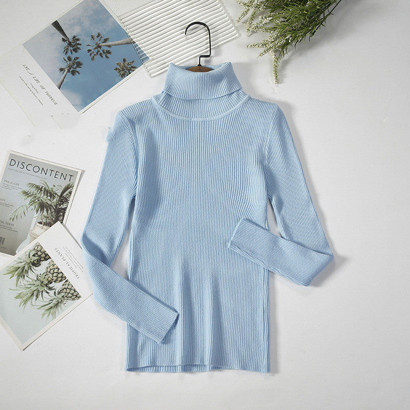 Solid Color Pit Strip Knit Pullover Turtleneck Sweater - Diversi™ Fashion