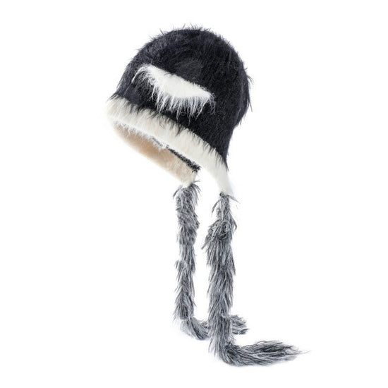 Cat Ears Mink Wool Ear Protection Color Matching Woven Hat Knitted Hat CJ