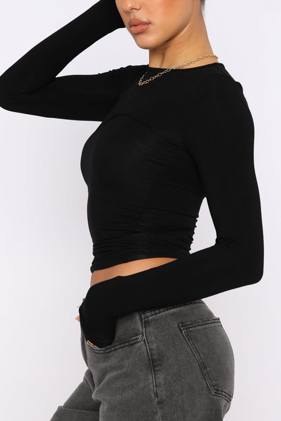 Slim Fit Long Sleeve Shirt | Women's Casual Crop Tops | Diversi