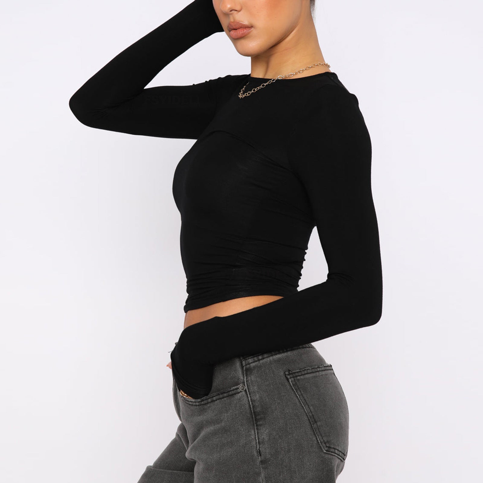 Slim Fit Long Sleeve Shirt | Women's Casual Crop Tops | Diversi