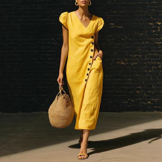 Women's Casual V-Neck Short-Sleeve Dress 