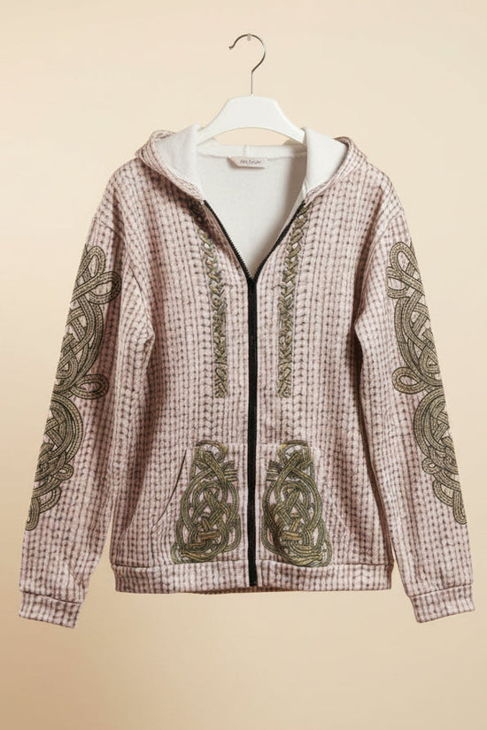 Women’s Printed Hooded Zip-Up Cardigan Sweater 