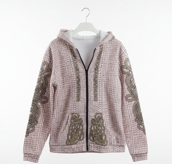 Women’s Printed Hooded Zip-Up Cardigan Sweater 
