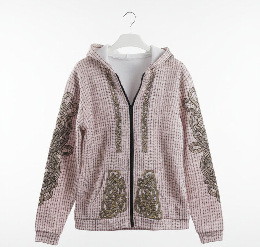 Women’s Printed Hooded Zip-Up Cardigan Sweater 