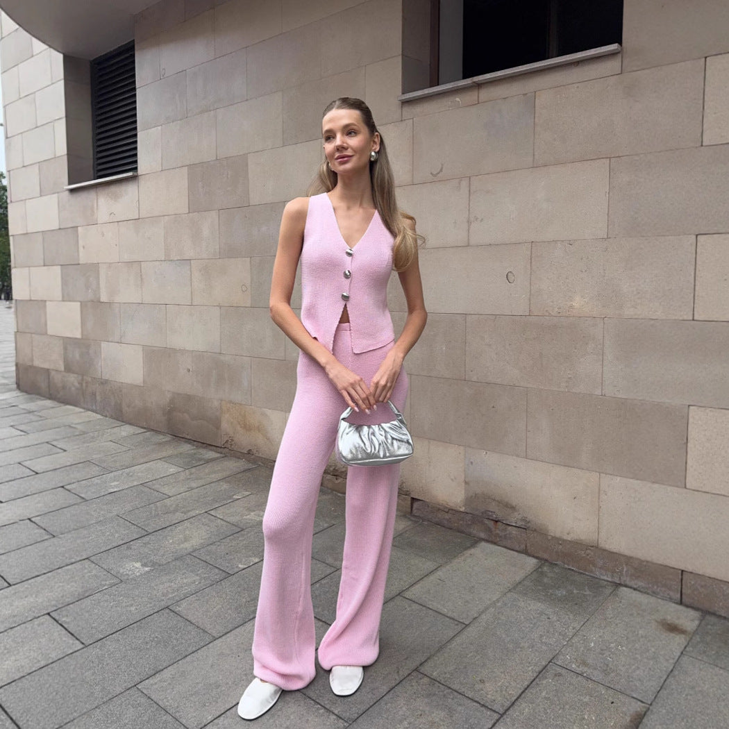 Beach Bohemian Straight-Leg Wide-Leg Pants Set 