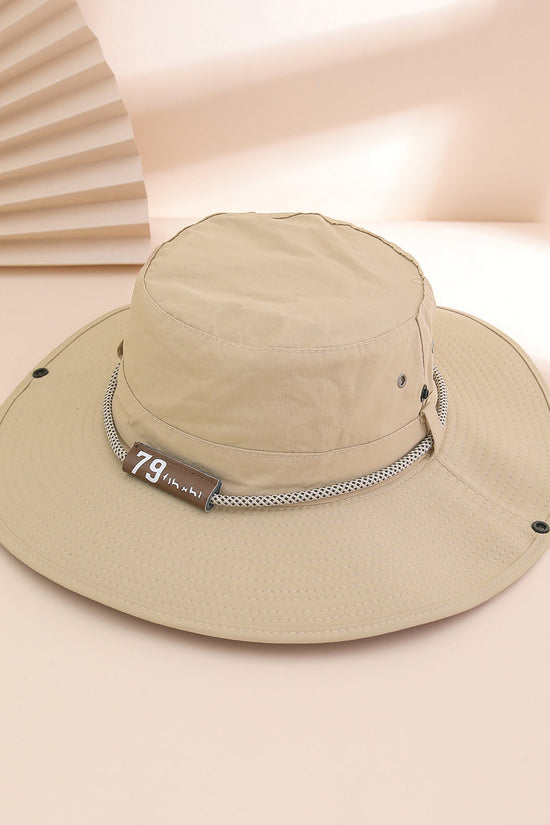 Plain-color Letter-pattern Leather Sun-protective Wide-brimmed Sunshade Outdoor Simple Style Fisherman Hat For Daily Commuting, Fishing, Mountain Climbing 