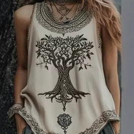 Womens Digital-Print Pleated Crew-Neck Summer Casual Fashion Top 