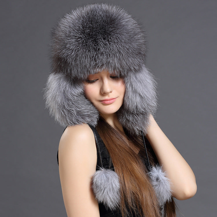 Autumn And Winter Korean Fox Fur Lei Feng Hat Trend 