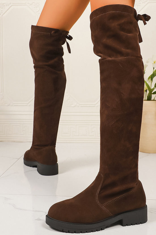 Women’s Elastic Knee-High Boots – Thick Sole Solid Color Fashion Boots - FitiqueFit