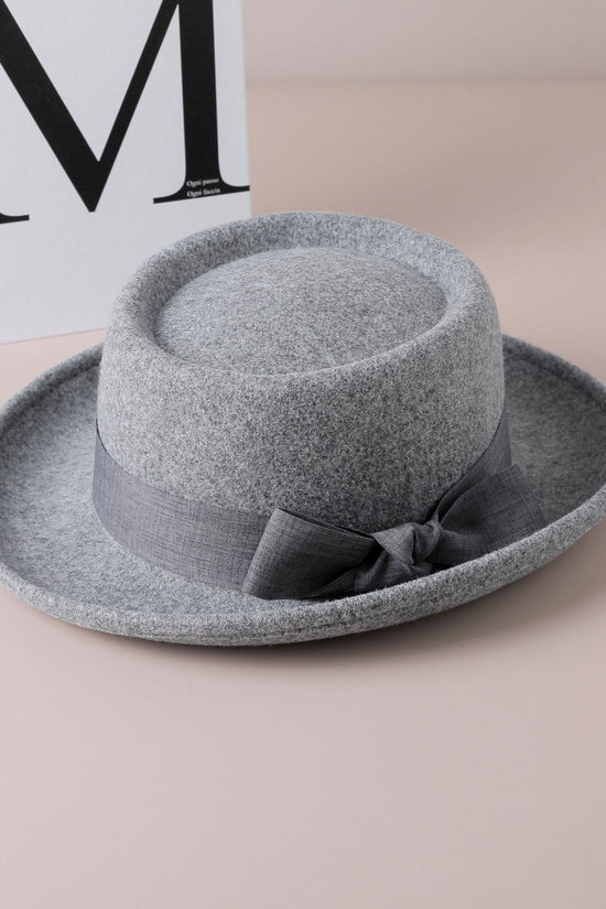 Vintage Bow British Retro Flat Top Hat for Women 