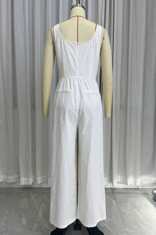 Summer pocket V-neck vest high waisted jumpsuit for women 