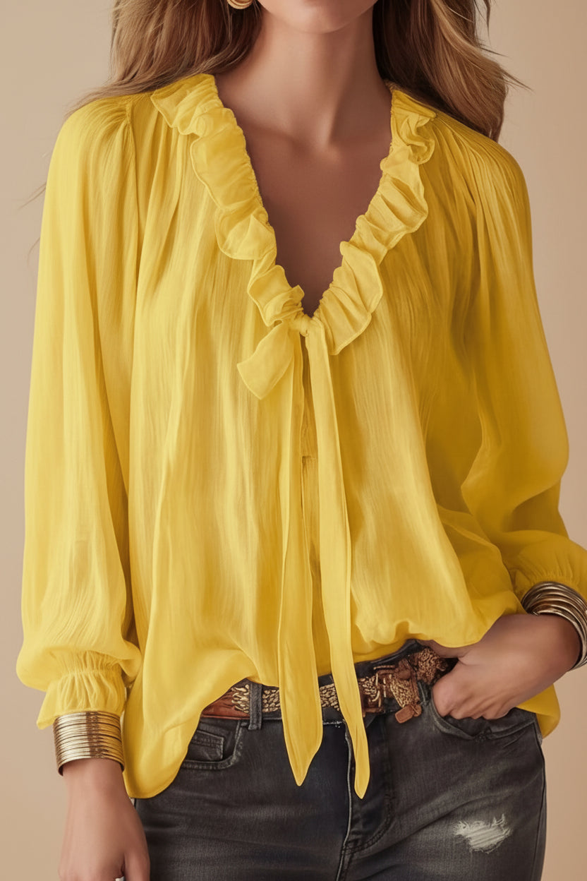 Fashionable V-neck Loose-fit Shirt Top 