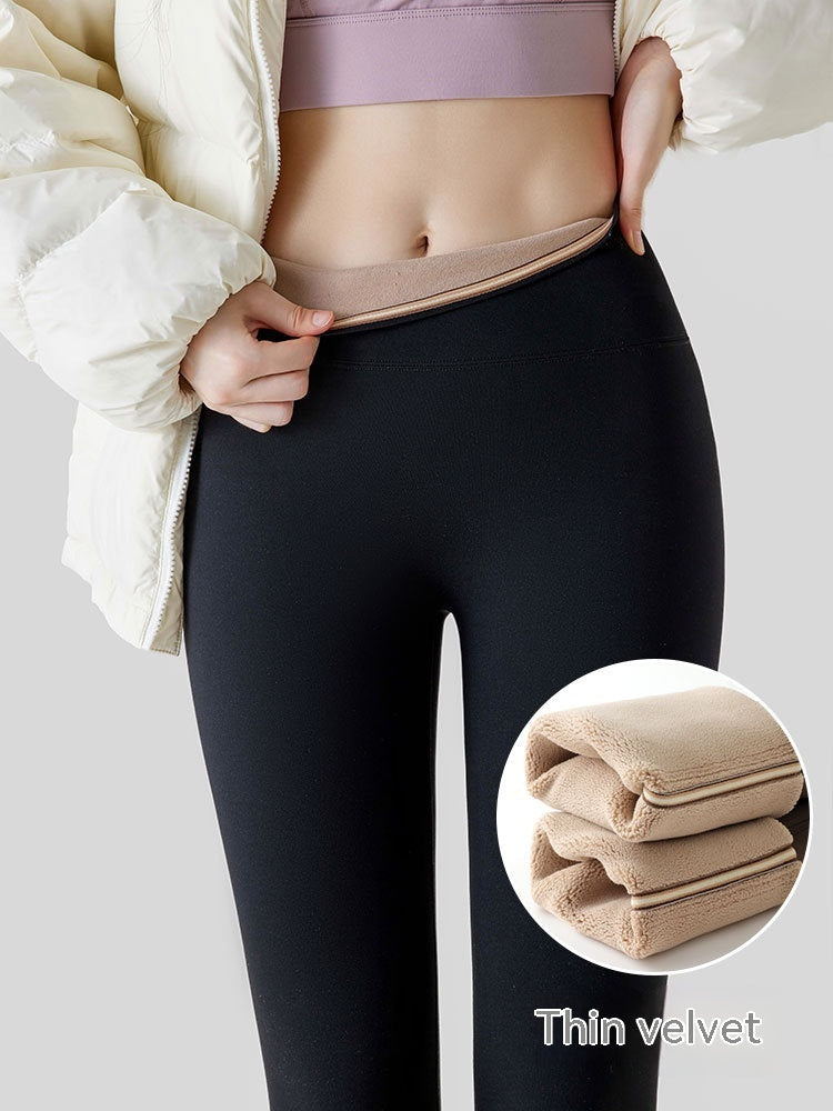 Fleece-lined Thick High Waist Hip Lift Leggings For Women 