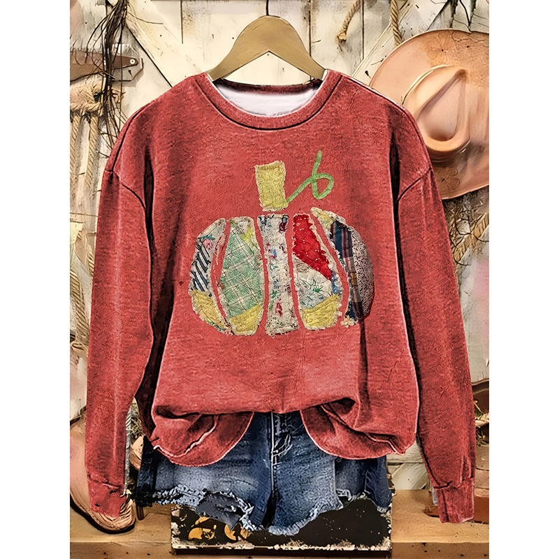 Women's Halloween Pumpkin Print T-Shirt Long Sleeve, Fall Thanksgiving Graphic Tee, Casual Holiday Gift Top CJ US
