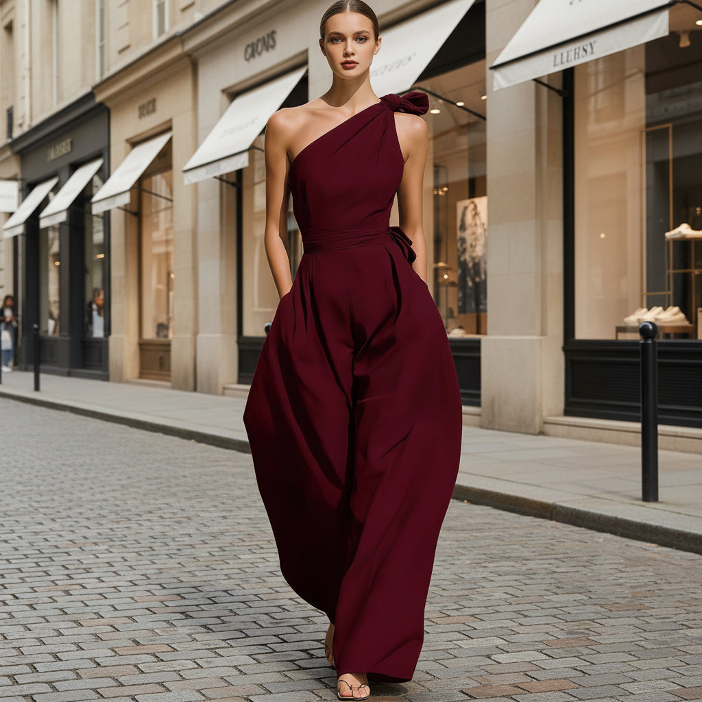Sleeveless shoulder cinched jumpsuit 