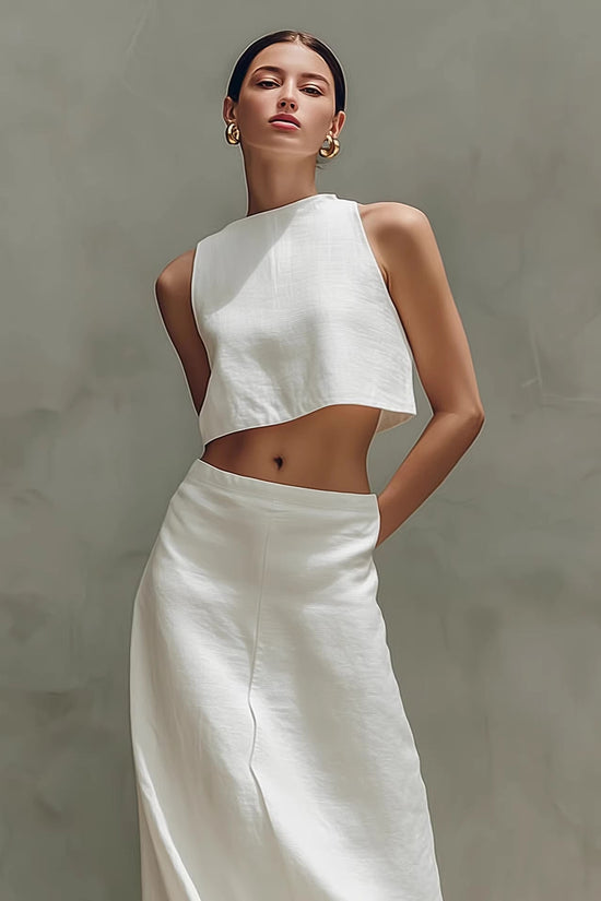Summer Stylish Slimming Sleeveless Maxi Dress Elegant Two-Piece Set 