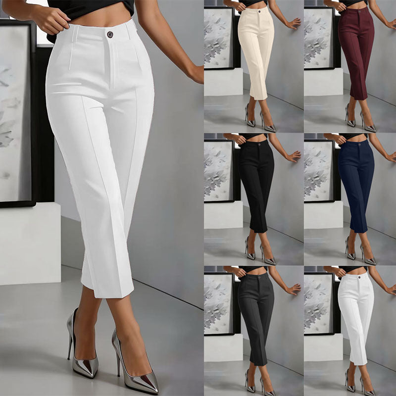 Women's High-Waisted Drapey Straight-Leg Pants 