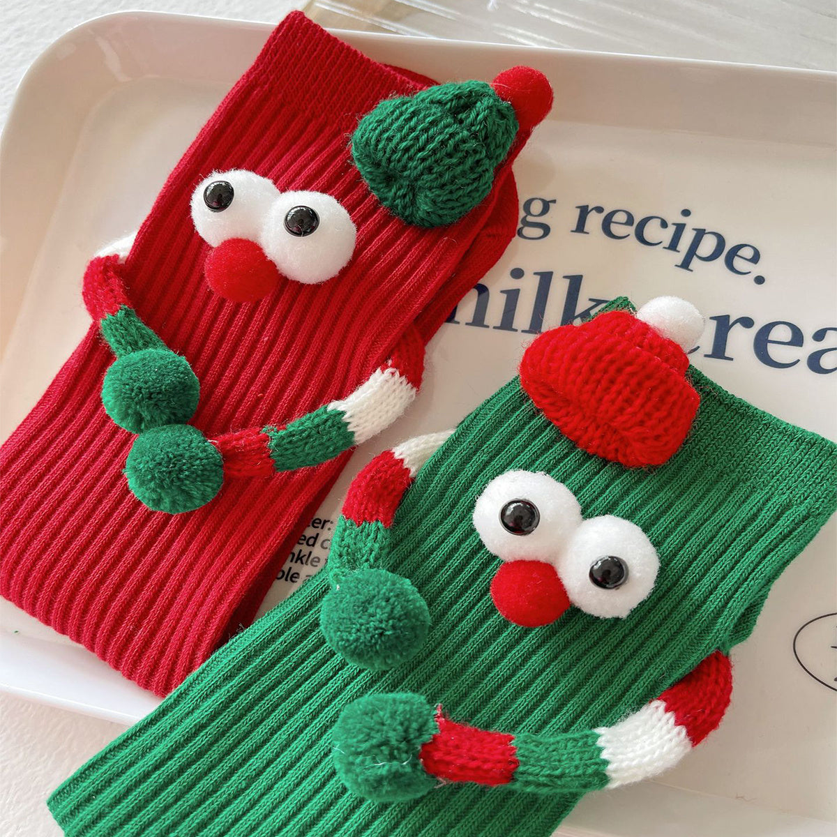 Cute Cartoon Christmas Socks Solid Cotton Middle-tube Socks For Adults And Children CJ