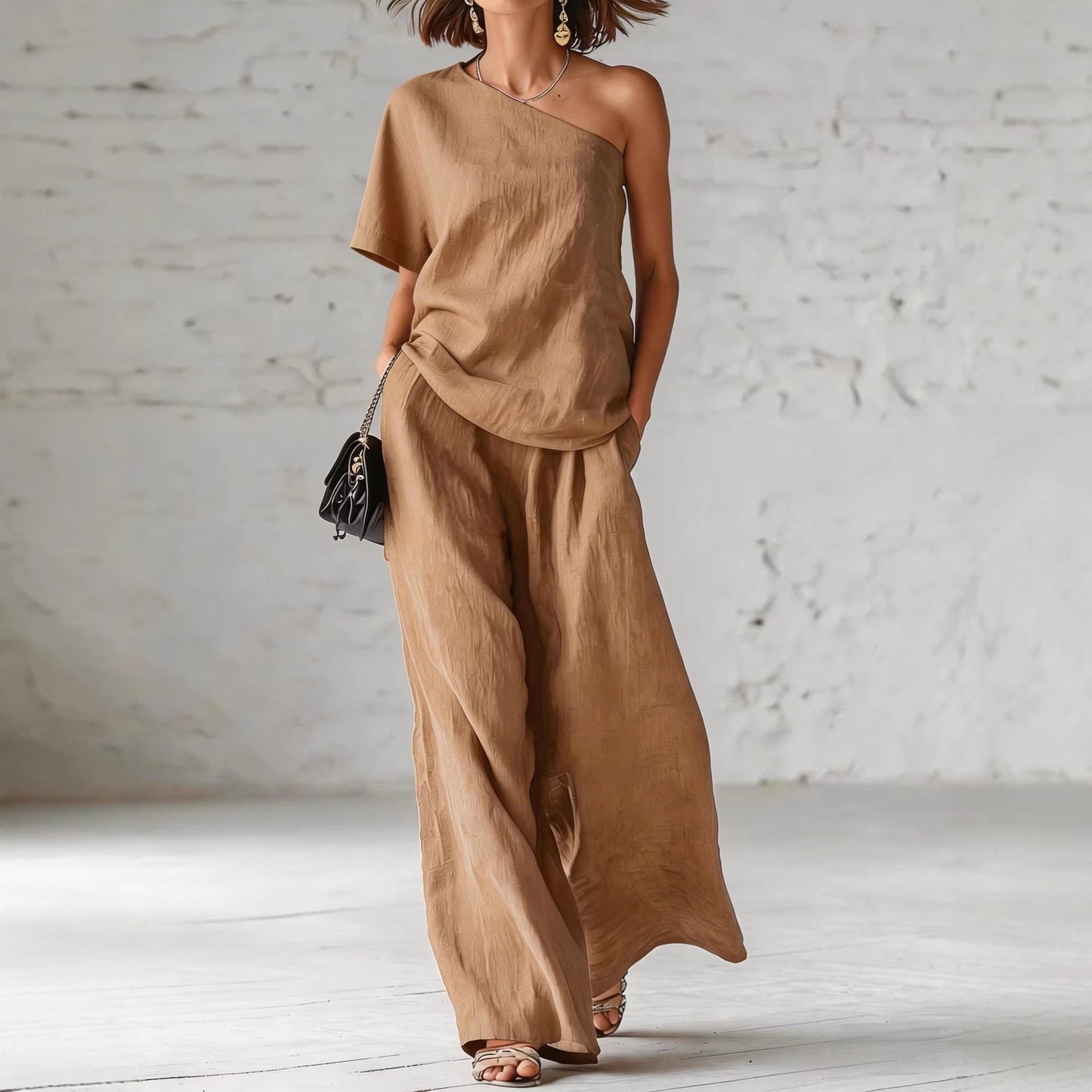 Fashion Top And Wide-leg Pants Casual Set 