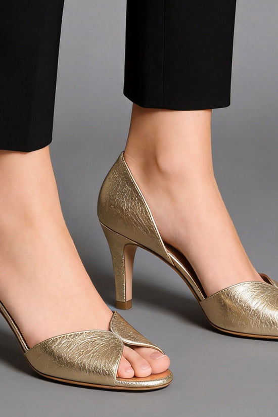 Made to order ships in 3–5 days Golden fish mouth slim heel high-heeled open toed sandals for women 