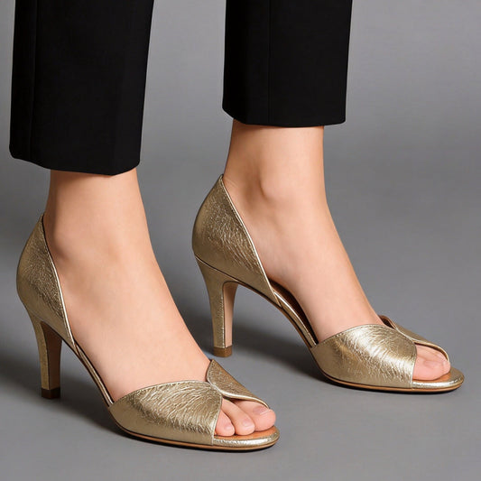 Made to order ships in 3–5 days Golden fish mouth slim heel high-heeled open toed sandals for women 