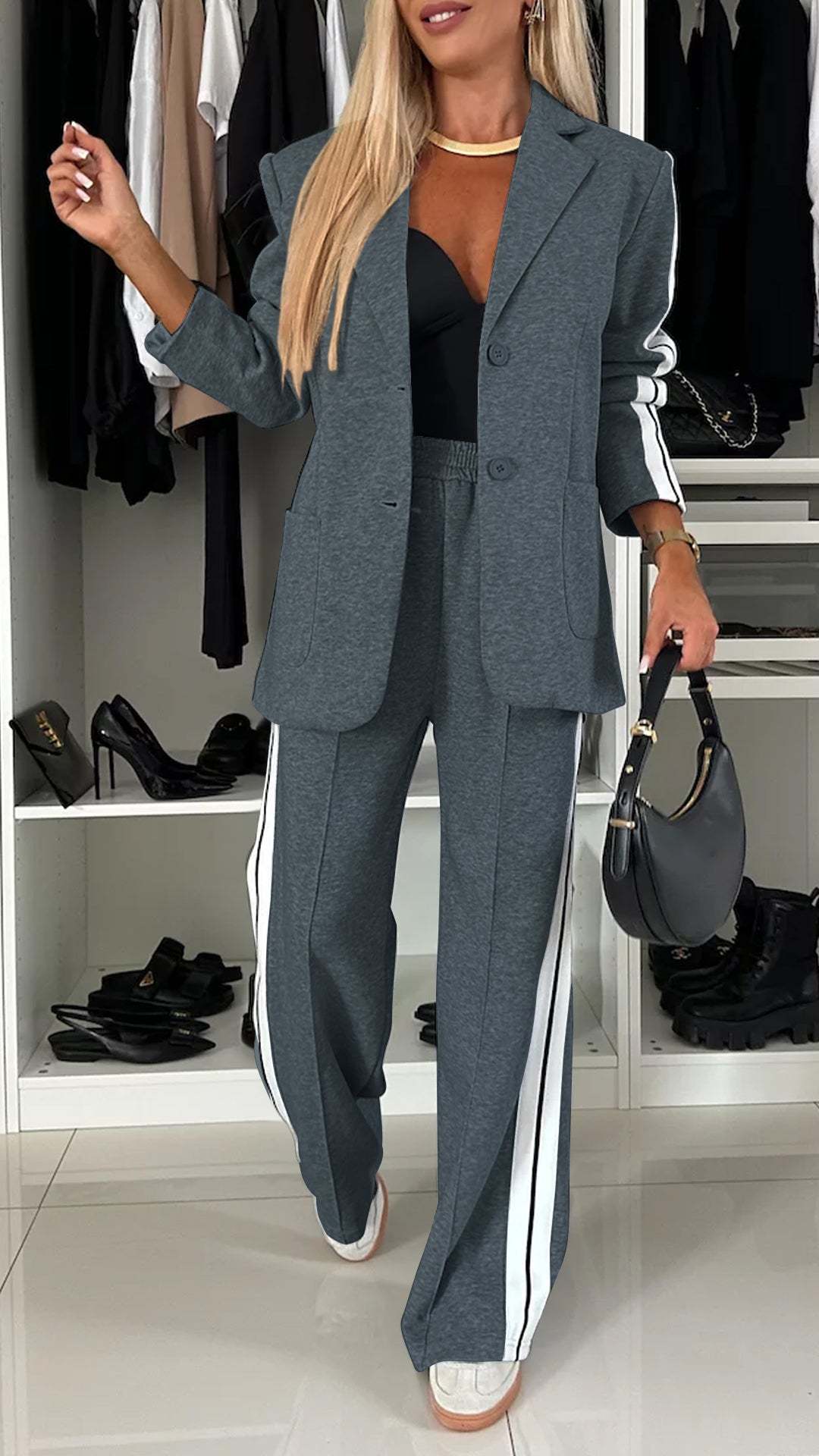 Women’s Elegant Solid Color Suit Set 
