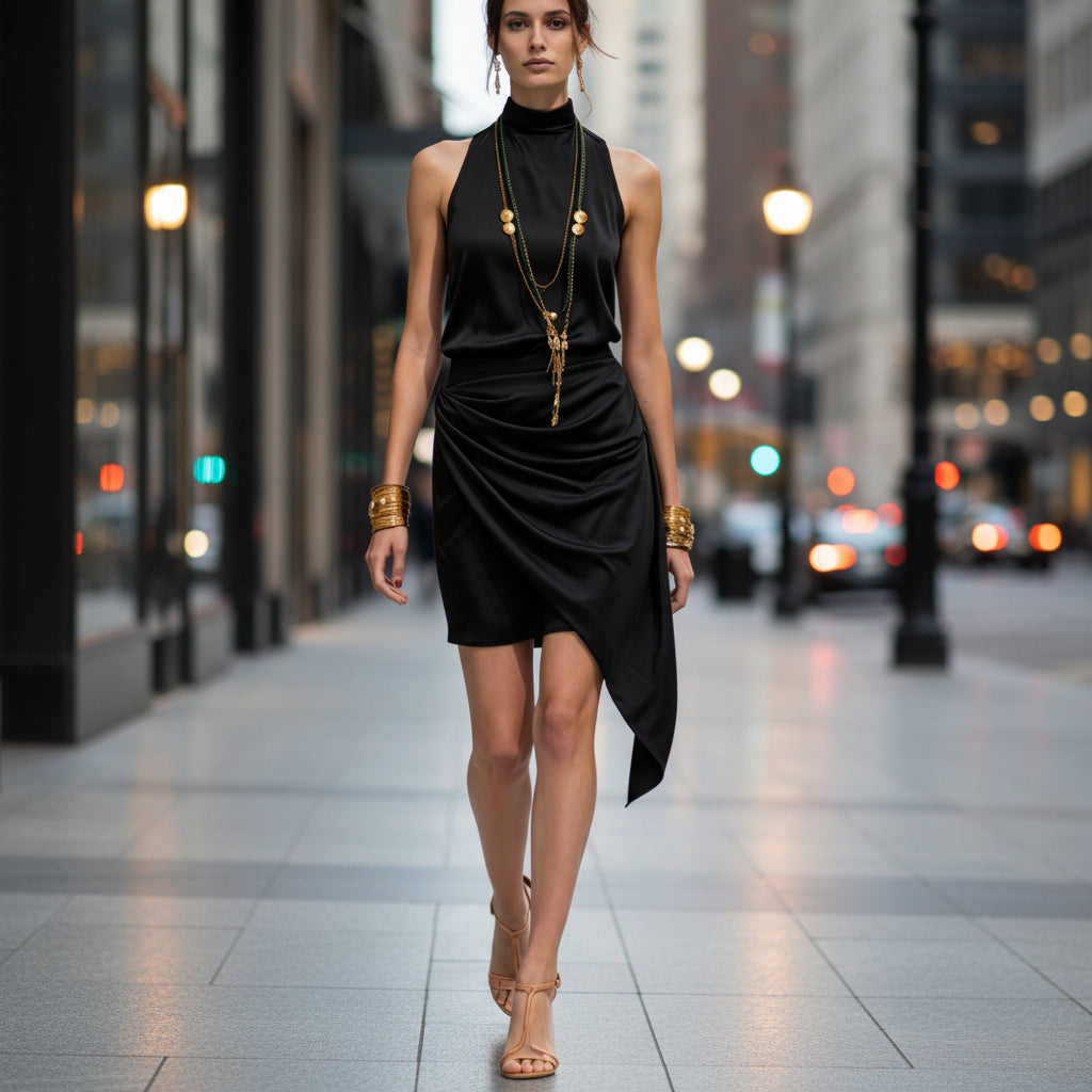 Sleeveless Double-layer Asymmetrical Hem Mini Skirt 