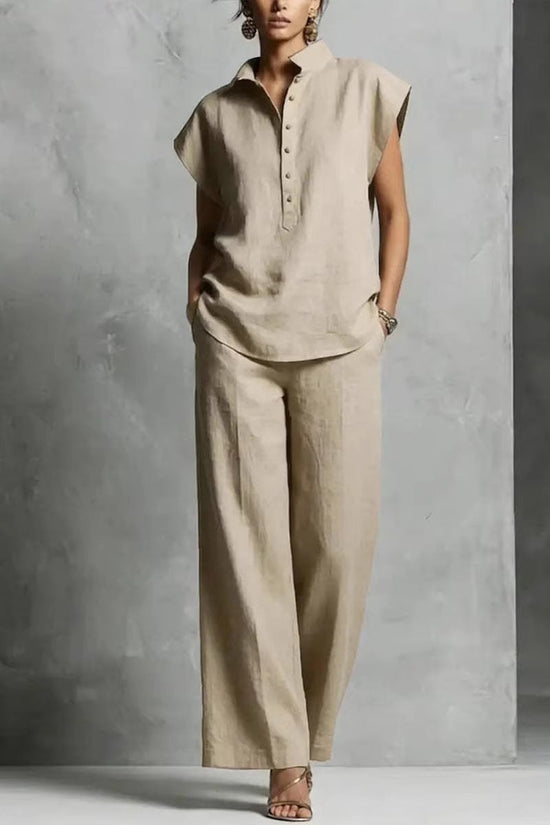 Women's Casual Cardigan Short-Sleeve Pants Set 