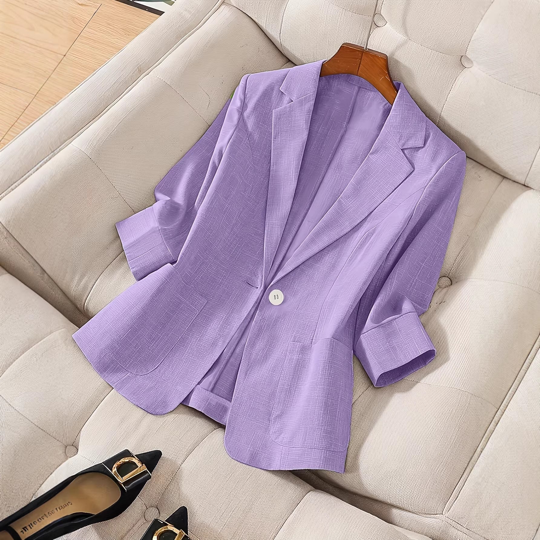 Three-quarter-sleeve Single-button Professional Casual Blazer 