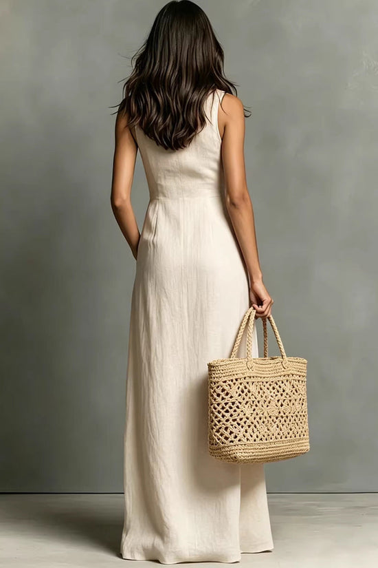 Women's Stand-Collar A-Line Maxi Dress – Resort & Vacation Style 