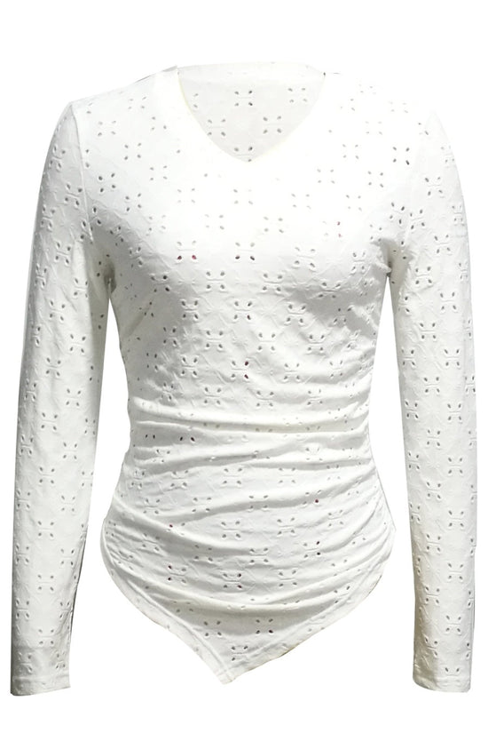 Women’s Hollow Out V-Neck Long Sleeve Top CJ