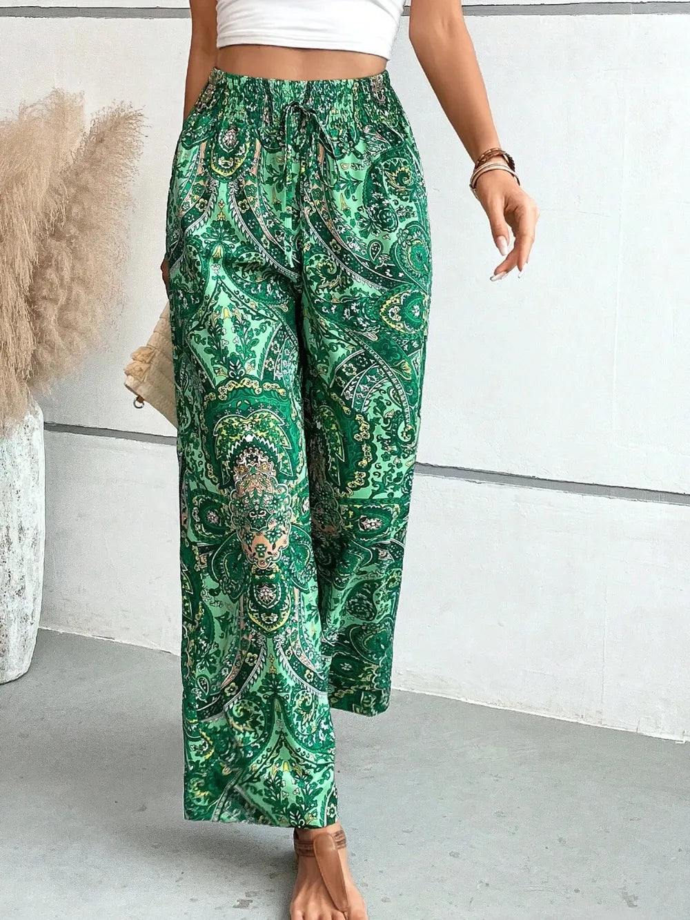 Printed Wide Leg Pants 