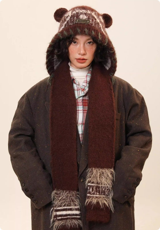 Women’s Cute Bear Ear Knitted Hat – Warm Ear-Covering Winter Beanie - FitiqueFit