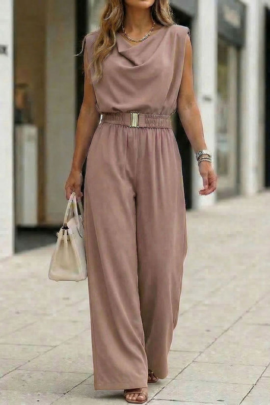 Women's Casual Off-Shoulder Solid Color Jumpsuit 
