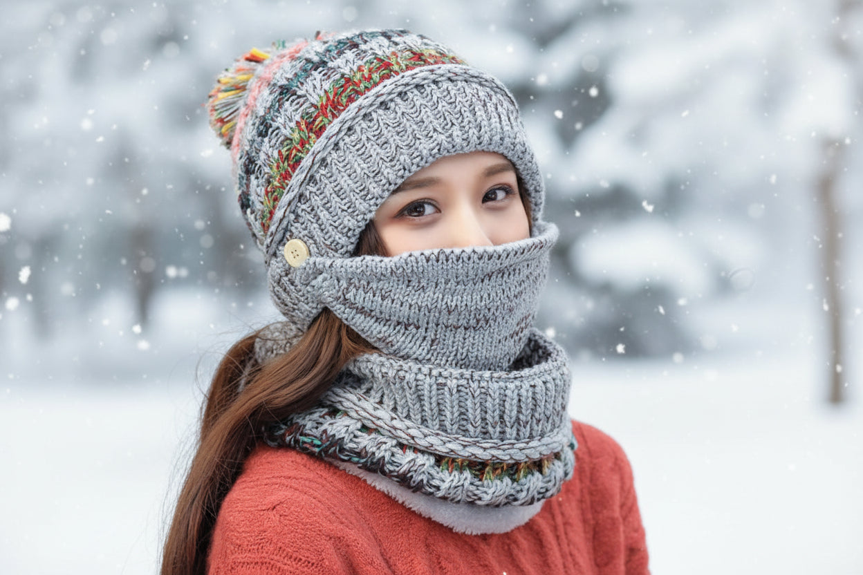Winter Plush Knitted Hat – Soft Warm Knit Beanie for Cold Weather - FitiqueFit