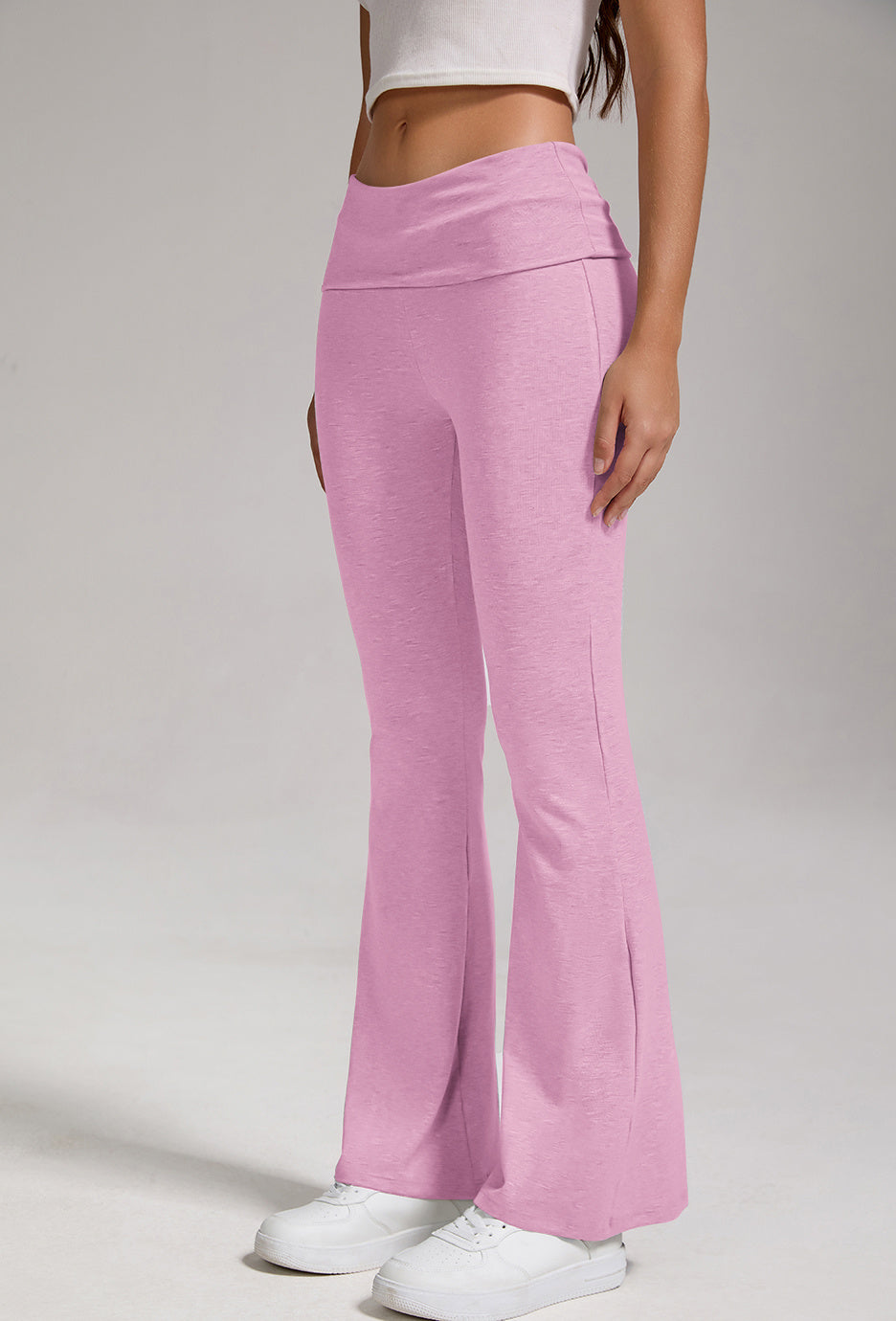 🔥 Women's Low-Waisted Folded Waist Flared Pants - Low-Rise Wide-Leg Trousers FitiqueFit