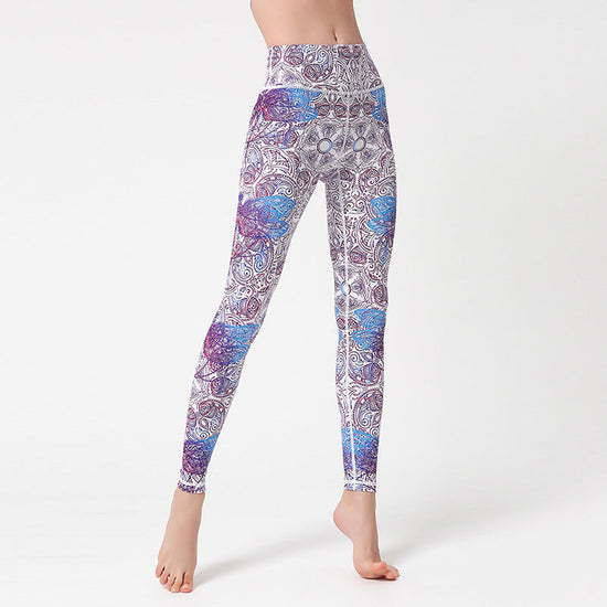 💜 Marble Print High-Waist Yoga Leggings – Sculpted Fit in Bold Purple FitiqueFit