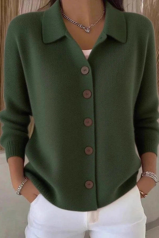 Button-knitted Lapel Sweater Cardigan Coat For Women 